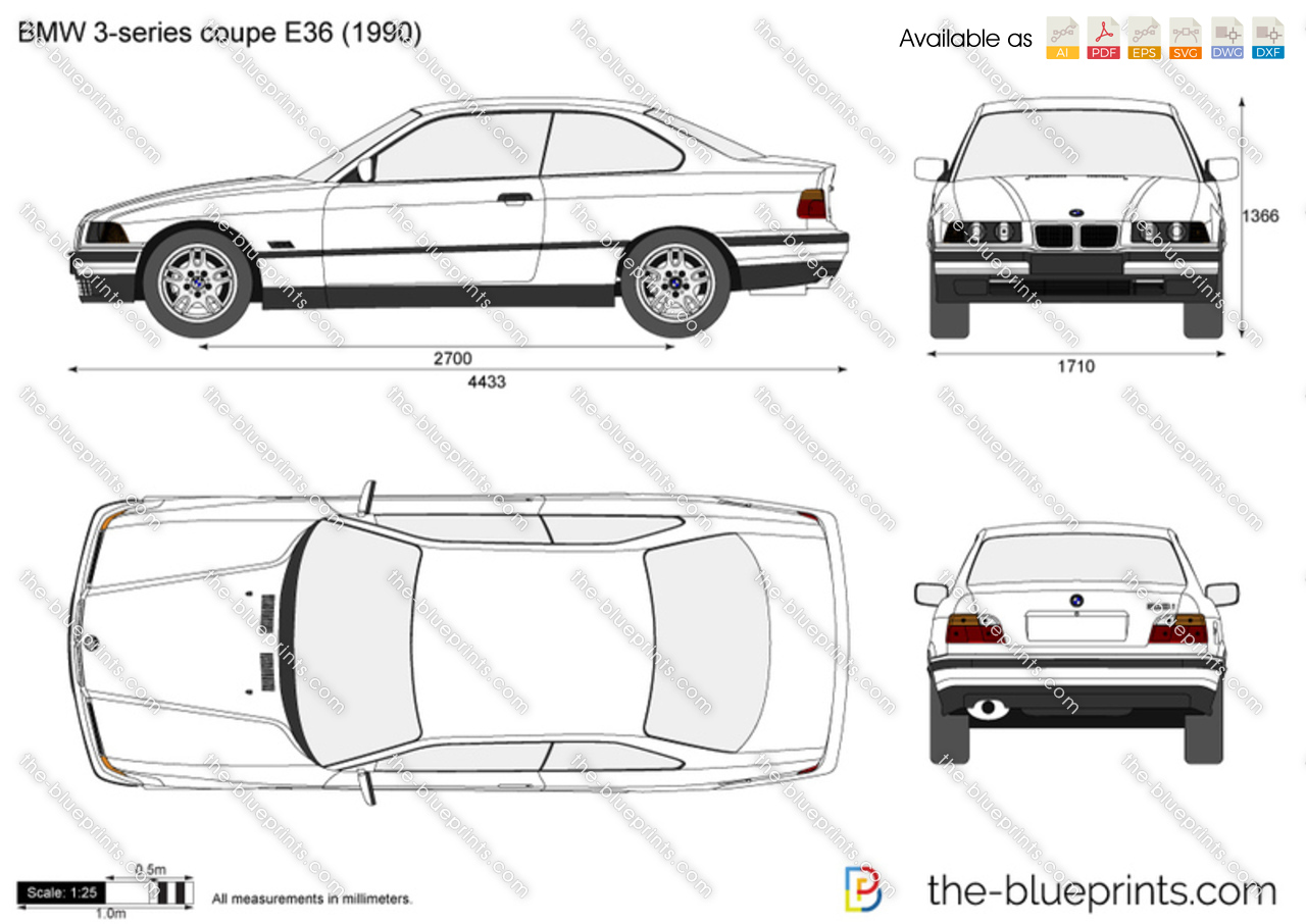 Bmw e36 coupe blueprints #6
