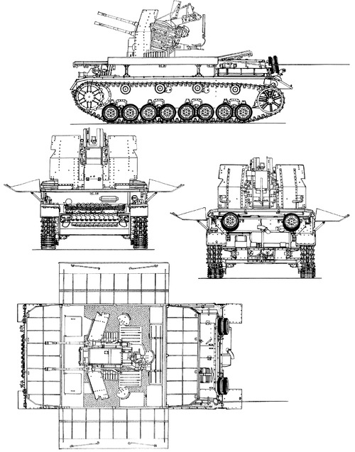 2cm Flakvierling auf Fahrgestell Flakpanzer IV Mobelwagen