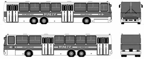 2003 Ikarus 283.01 Bus blueprints free - Outlines