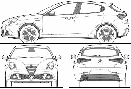 Alfa Romeo Giulietta 2010-2021 Dimensions Side View