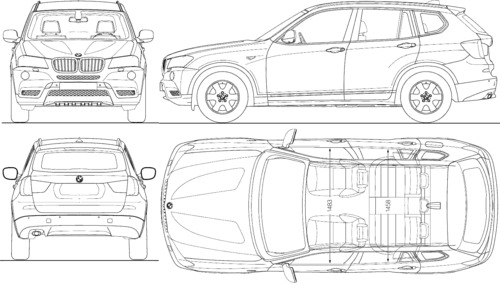 BMW X3 (F25) 2016 Blueprint Template 