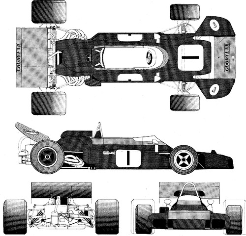 1974 Brabham BT44 F1 Formula blueprints free - Outlines