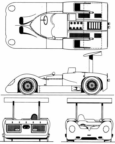 1970 Chaparral 2J CanAm Roadster blueprints free - Outlines