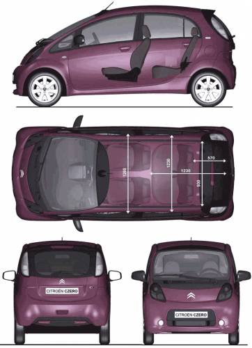 Blueprints Cars Citroen Citroen C Zero 11