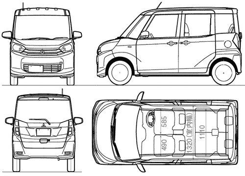 Blueprints > Cars > Mitsubishi > Mitsubishi eK Space (2015)