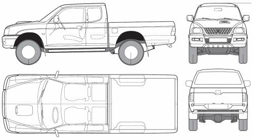 Download Blueprints Cars Mitsubishi Mitsubishi L200 Single Cab PSD Mockup Templates