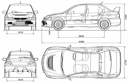 Blueprints Cars Mitsubishi Mitsubishi Lancer Evolution Ix 07