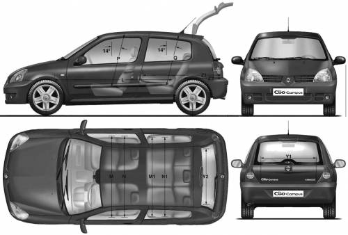 dok pasta op tijd Blueprints > Cars > Renault > Renault Clio II 3-Door (2009)