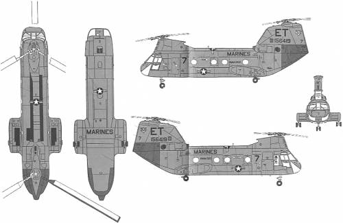 Blueprints > Helicopters > Boeing > Boeing-Vertol CH-46E Sea Knight Tiger