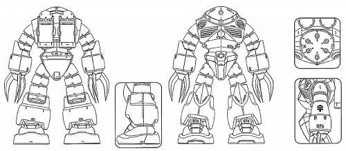 Gundam Z'gok 12' X 18 Print Penciled/finished 