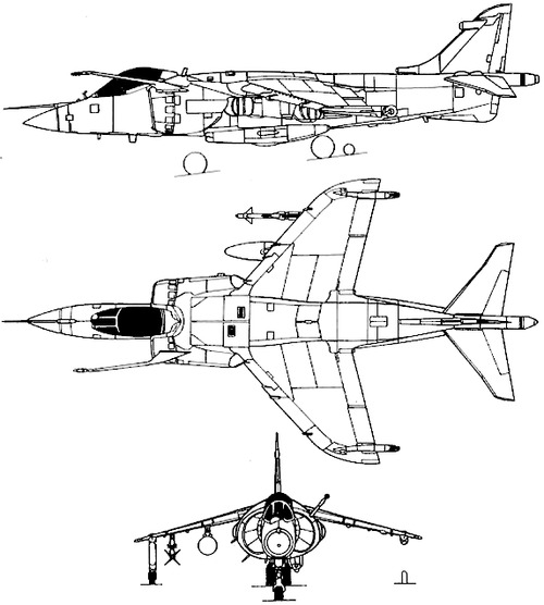 BAE Harrier GR Mk I blueprints free - Outlines