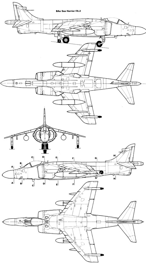 Blueprints > Modern airplanes > BAe > British Aerospace BAe Harrier GR.3