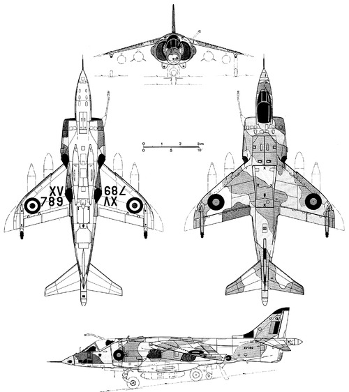 Blueprints > Modern airplanes > BAe > British Aerospace BAe Harrier GR.3