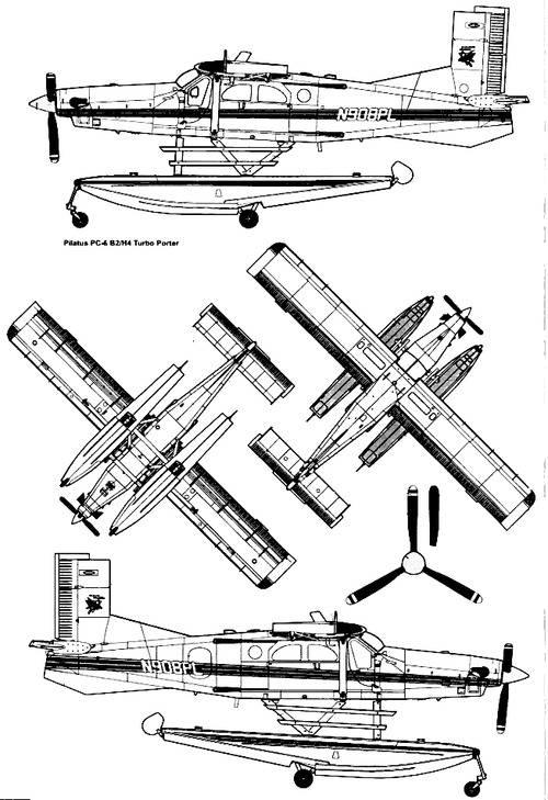 Blueprints Modern Airplanes Modern Op Pilatus Pc 6 B2 H4 Turbo Porter