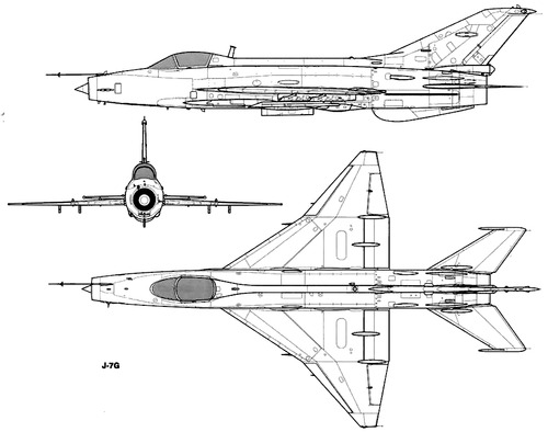 Blueprints Modern Airplanes Modern Op Plaaf Chengdu F 7g Mig 21