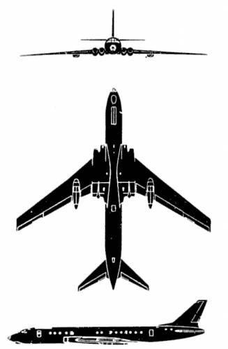 boeing 707 aircraft black and white silhouette