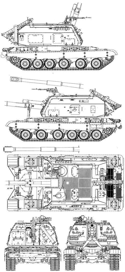 Blueprints Tanks Tanks 1 9 2s19 Msta S 152mm