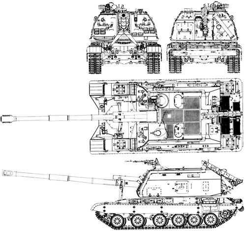 Blueprints Tanks Tanks 1 9 2s19 Msta S 152mm Spg 1990
