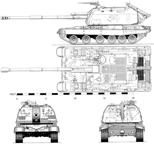 Blueprints Tanks Tanks 1 9 2s19 Msta S 152mm Spg 1990