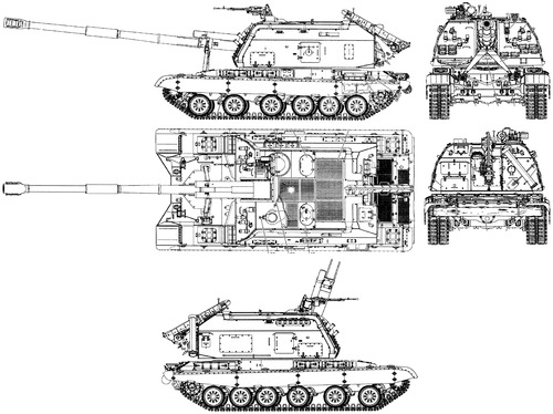 Blueprints Tanks Tanks 1 9 2s19 Mtsa S 152mm Spg