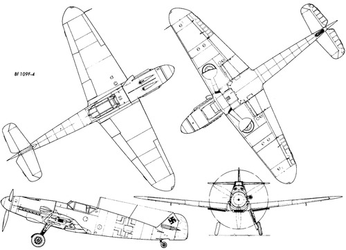 Blueprints Ww2 Airplanes Messerschmitt Messerschmitt Bf 109f 4 Friedrich