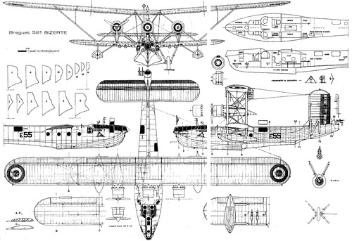 Blueprints WW2 Airplanes Various Breguet Br.521 Bizerte