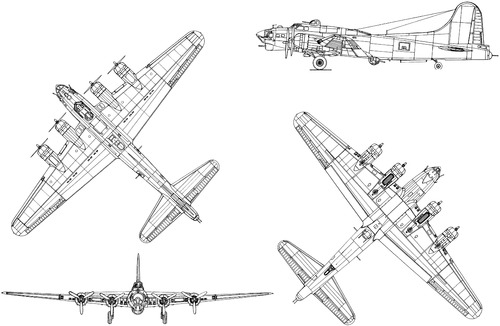 Blueprints Ww2 Airplanes Boeing Boeing B 17g 75 Bo Flying Fortress