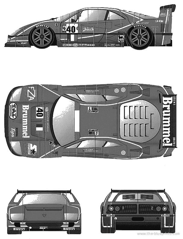 20 Lovely Ferrari F40 Blueprints