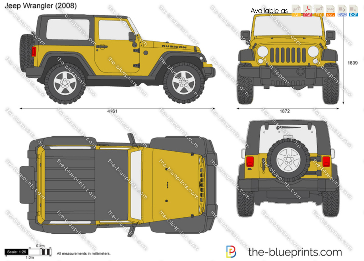 Jeep Wrangler Unlimited JK vector drawing