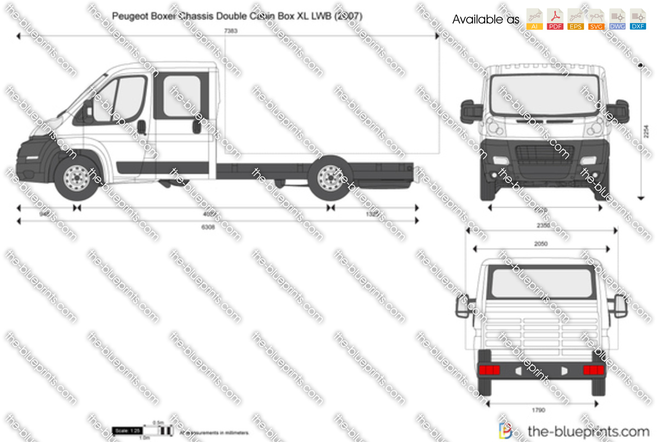 Tot stand brengen Decoratief Kanon Peugeot Boxer Chassis Double Cabin Box XL LWB vector drawing