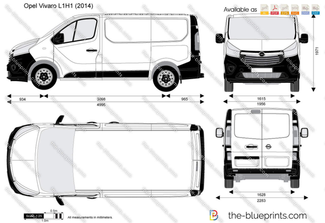 Opel Vivaro L1H1 vector drawing