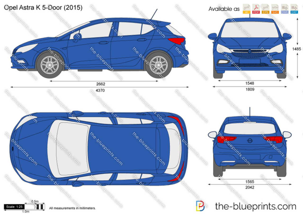 Opel Astra K 5-Door vector drawing