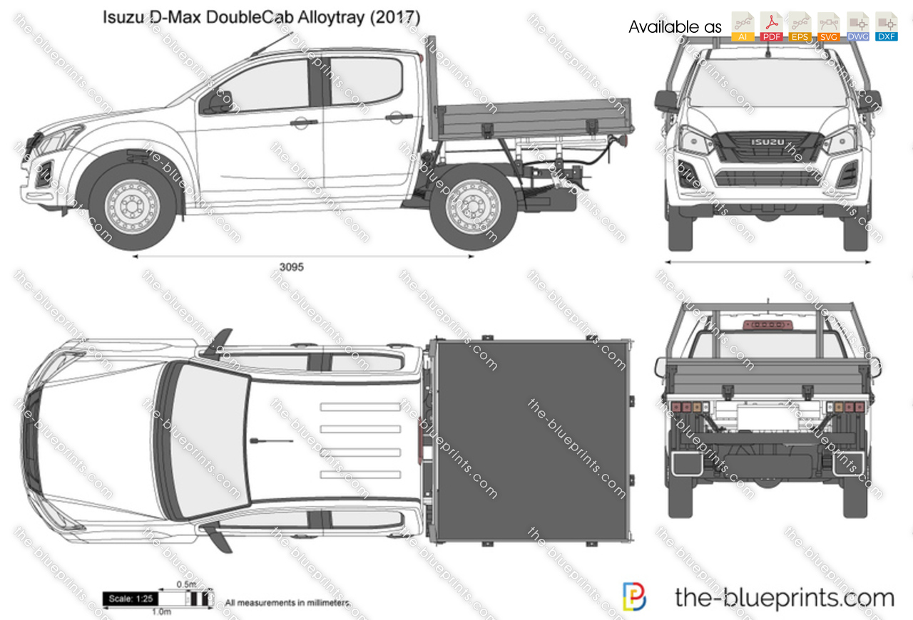 Download Isuzu D Max Double Cab Alloytray Vector Drawing PSD Mockup Templates