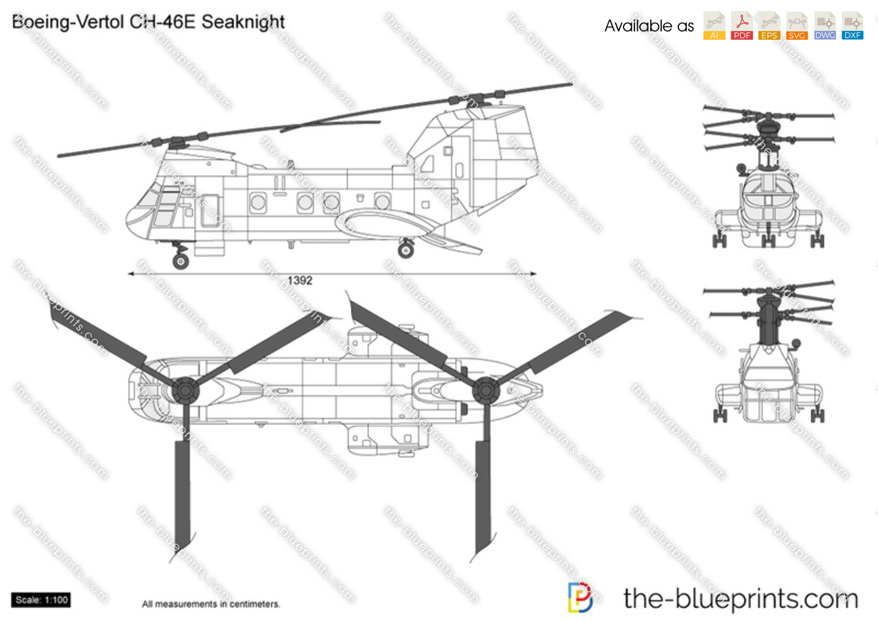 Boeing-Vertol CH-46E Seaknight vector drawing