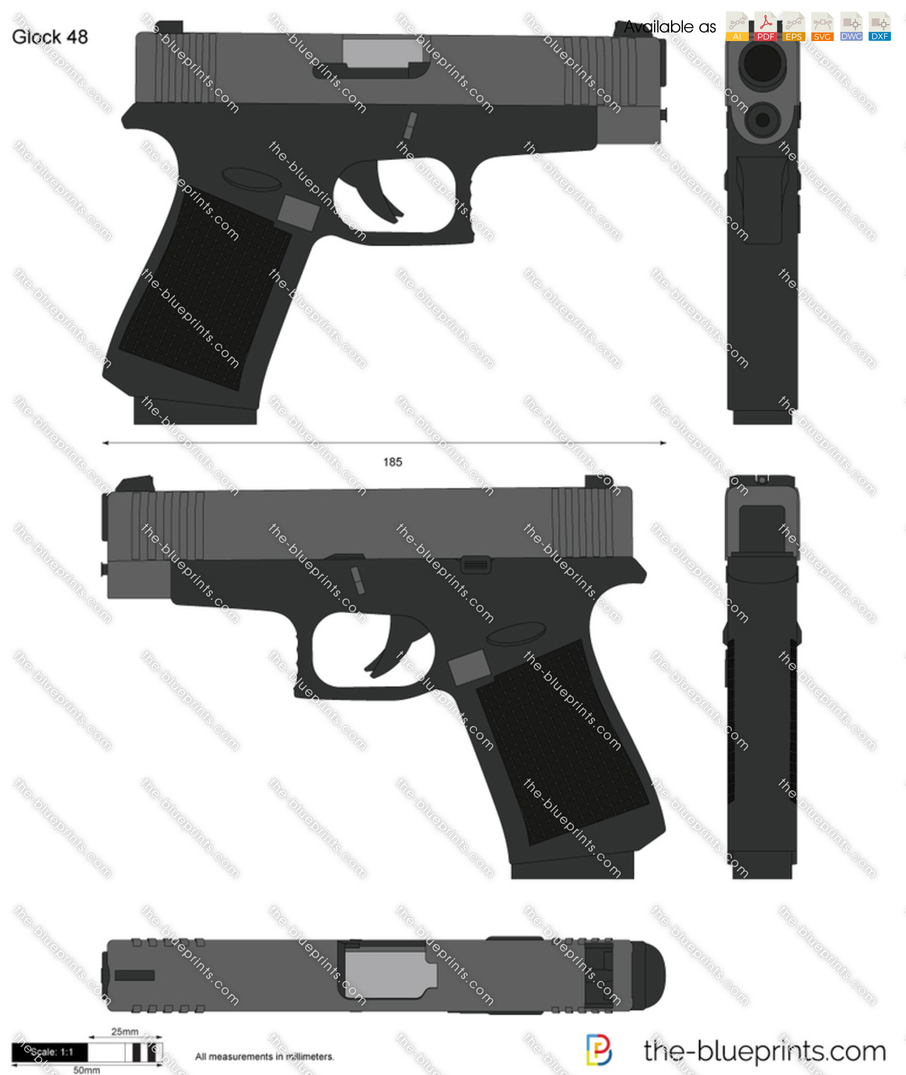 glock handgun vector