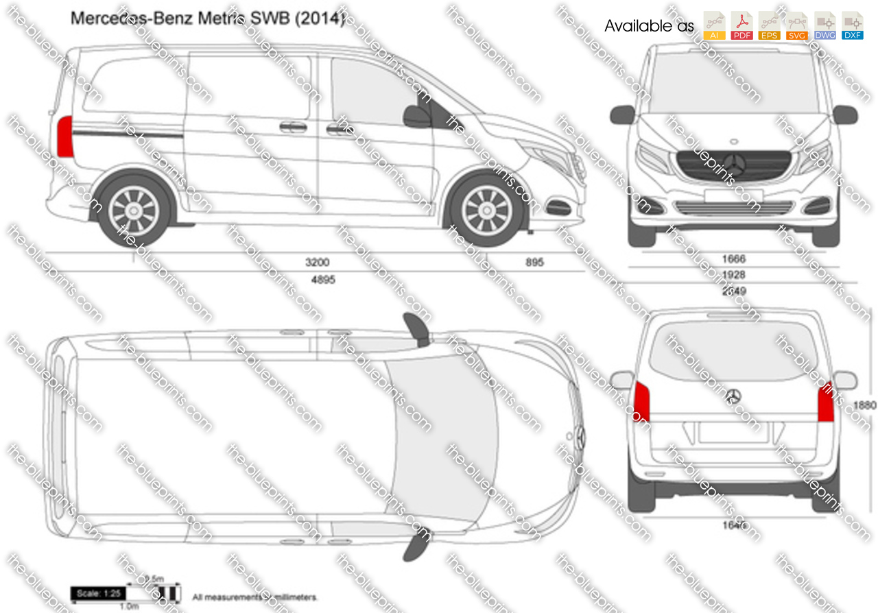 Mercedes-Benz Metris SWB W447 vector drawing