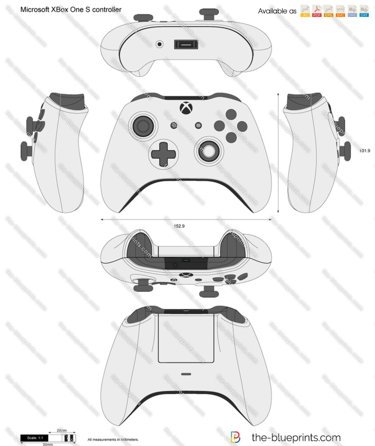 Xbox 360 Controller Dimensions & Drawings