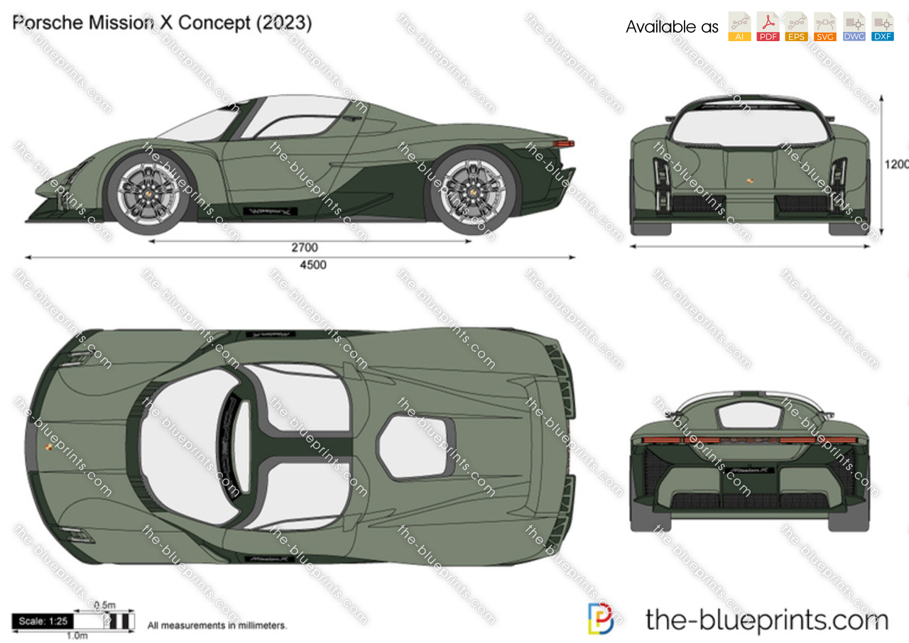 Porsche Mission X Concept vector drawing