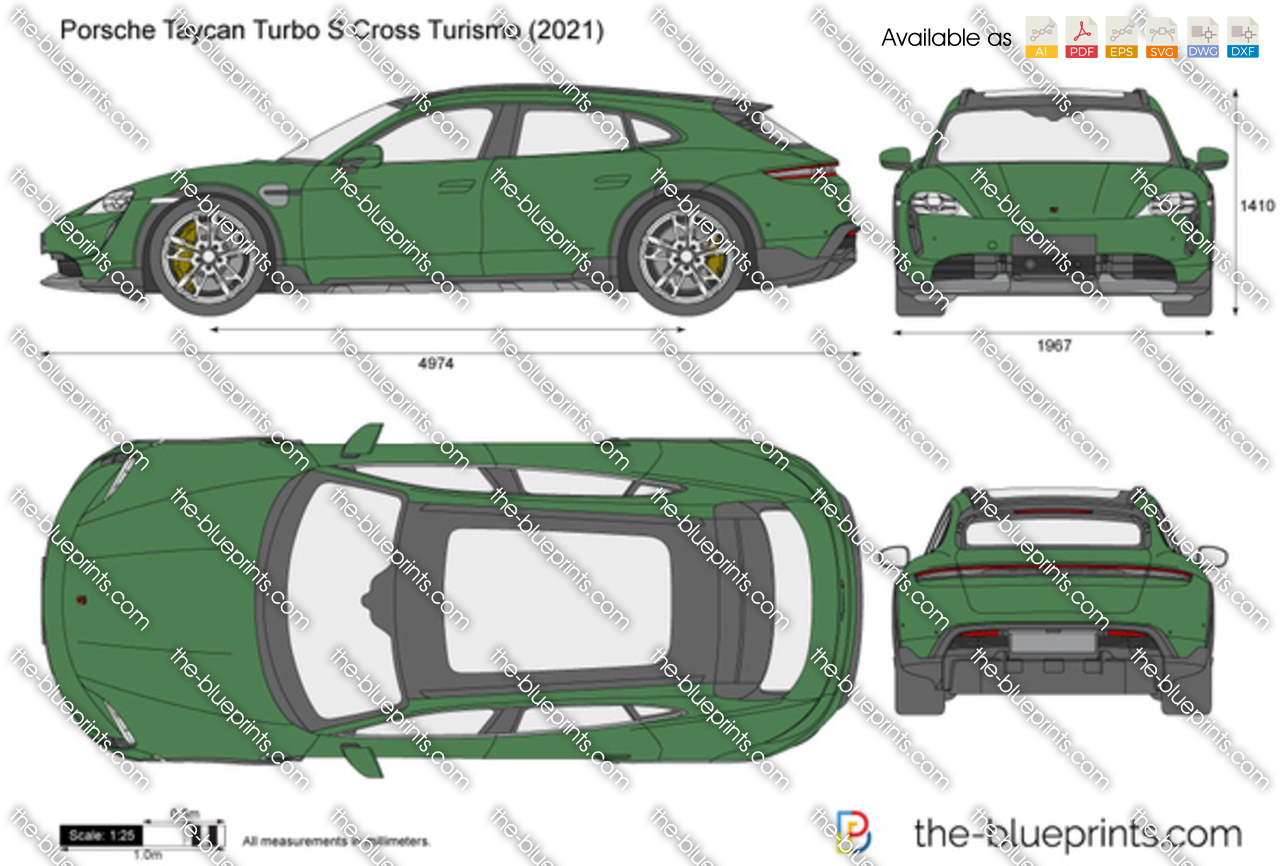 Porsche Taycan Turbo S Cross Turismo vector drawing