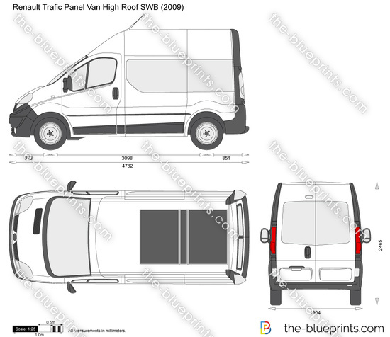 Cargo van Renault Trafic outline template Stock Vector