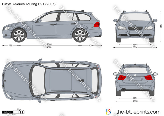 straf dichtheid Horen van BMW 3-Series Touring E91 vector drawing