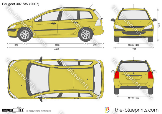 Peugeot 307 SW vector drawing