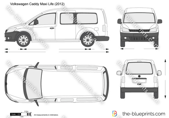 Volkswagen Caddy Maxi Life vector drawing