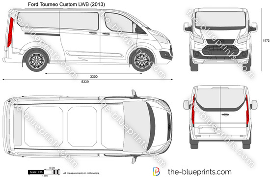 Ford Tourneo Custom LWB vector drawing