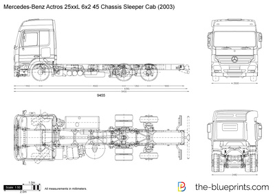 Mercedes-Benz Actros 25xxL 6x2 45 Chassis Sleeper Cab