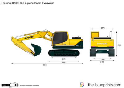 Hyundai R160LC-9 2-piece Boom Excavator