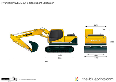 Hyundai R160LCD-9A 2-piece Boom Excavator