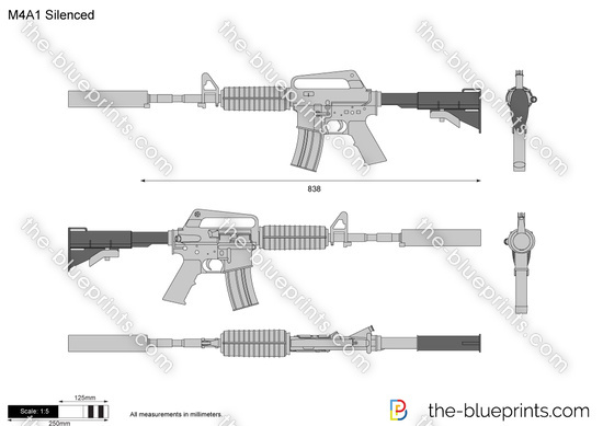 m4a1 assault rifle drawing