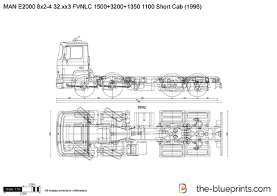 MAN E2000 8x2-4 32.xx3 FVNLC 1500+3200+1350 1100 Short Cab