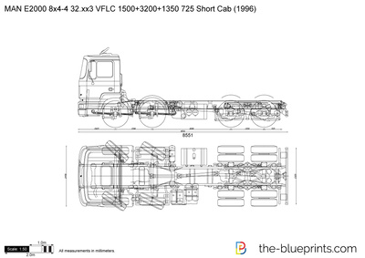 MAN E2000 8x4-4 32.xx3 VFLC 1500+3200+1350 725 Short Cab